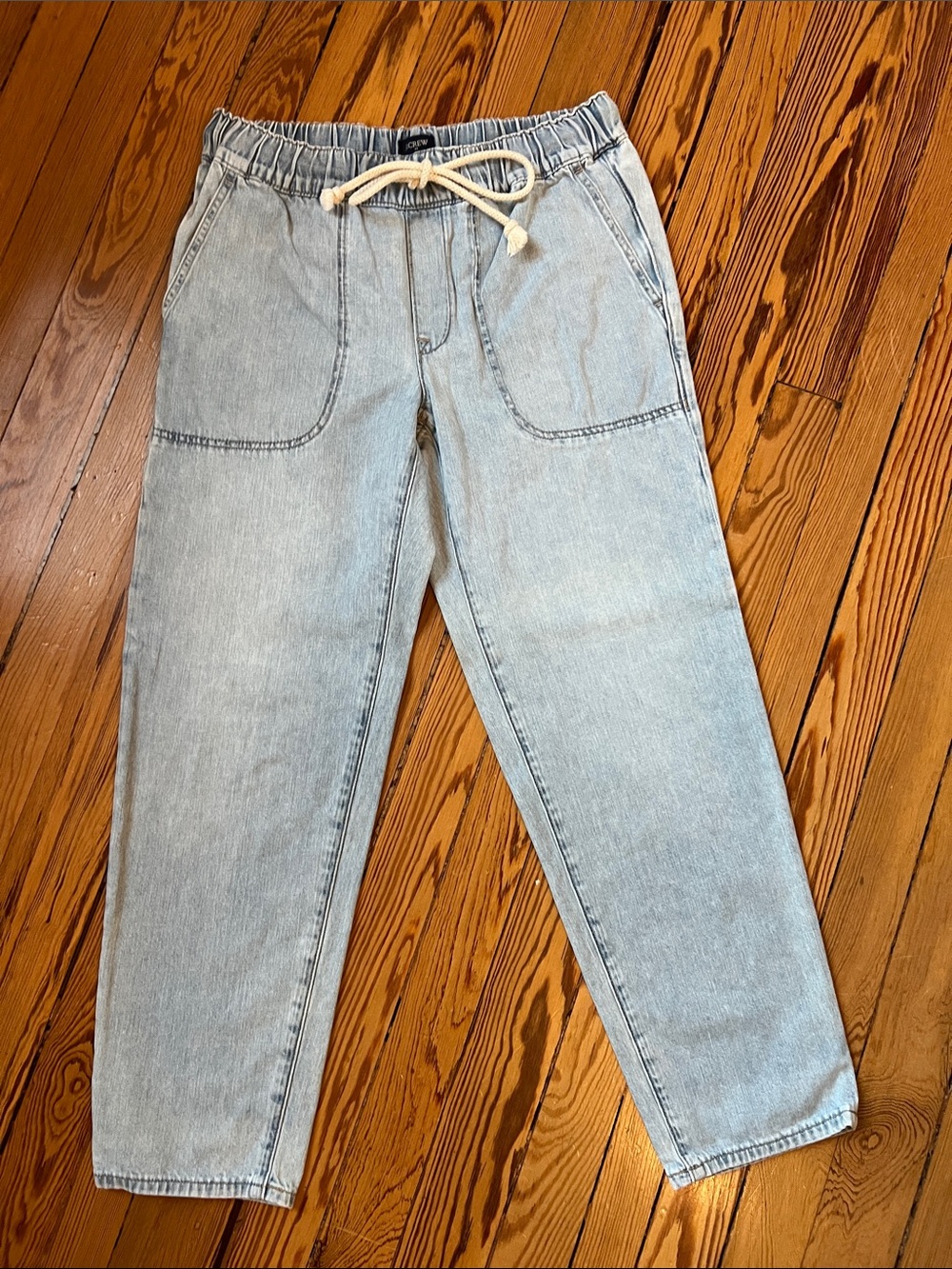 J. Crew Factory Cropped Relaxed Drawstring Denim Jeans